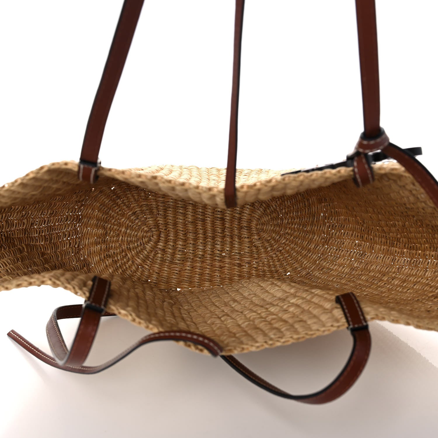 Loewe Calfskin Raffia Paulas Ibiza Small Basket Tote Bag Natural Tan 5 of 8