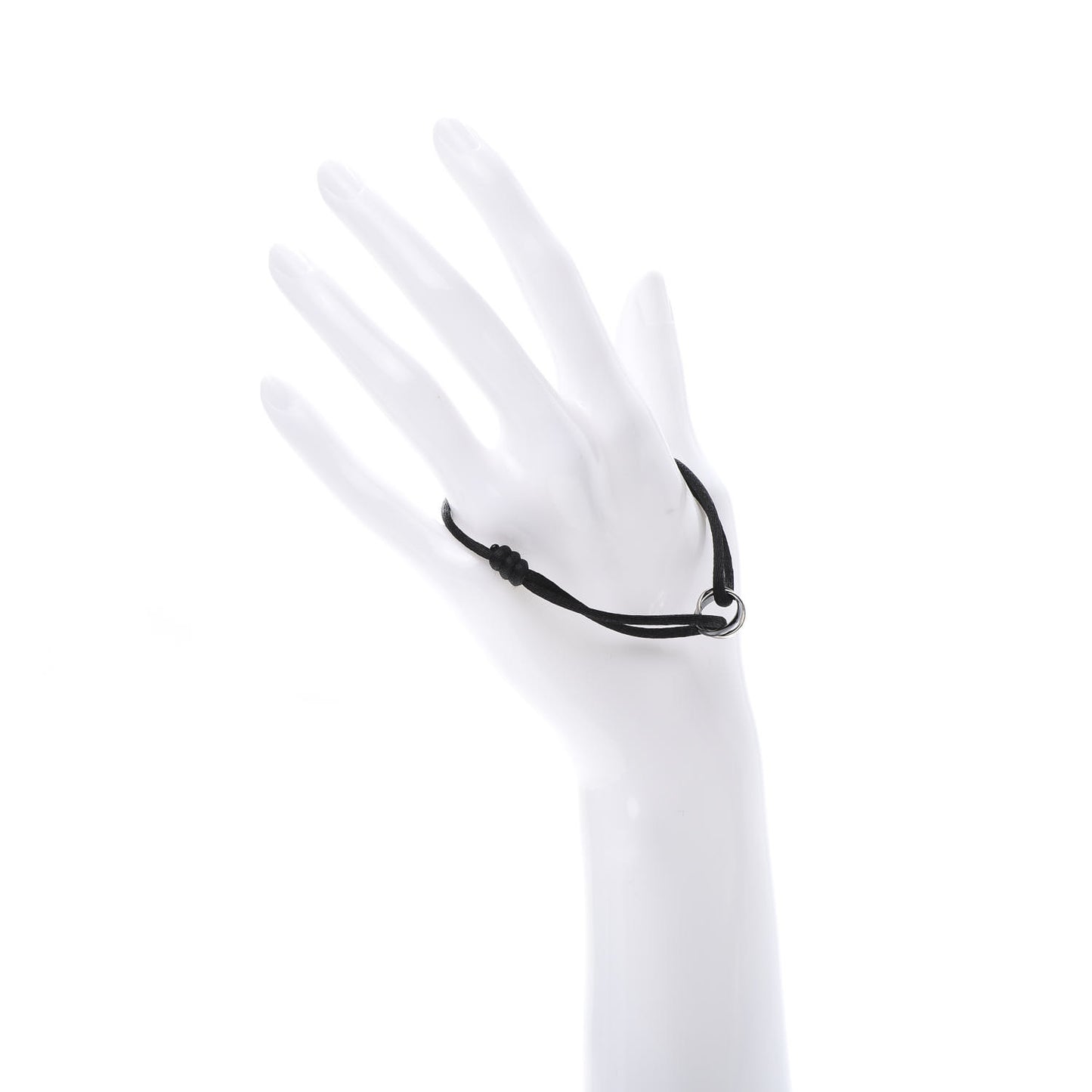 18K White Gold Ceramic Trinity Cord Bracelet Black