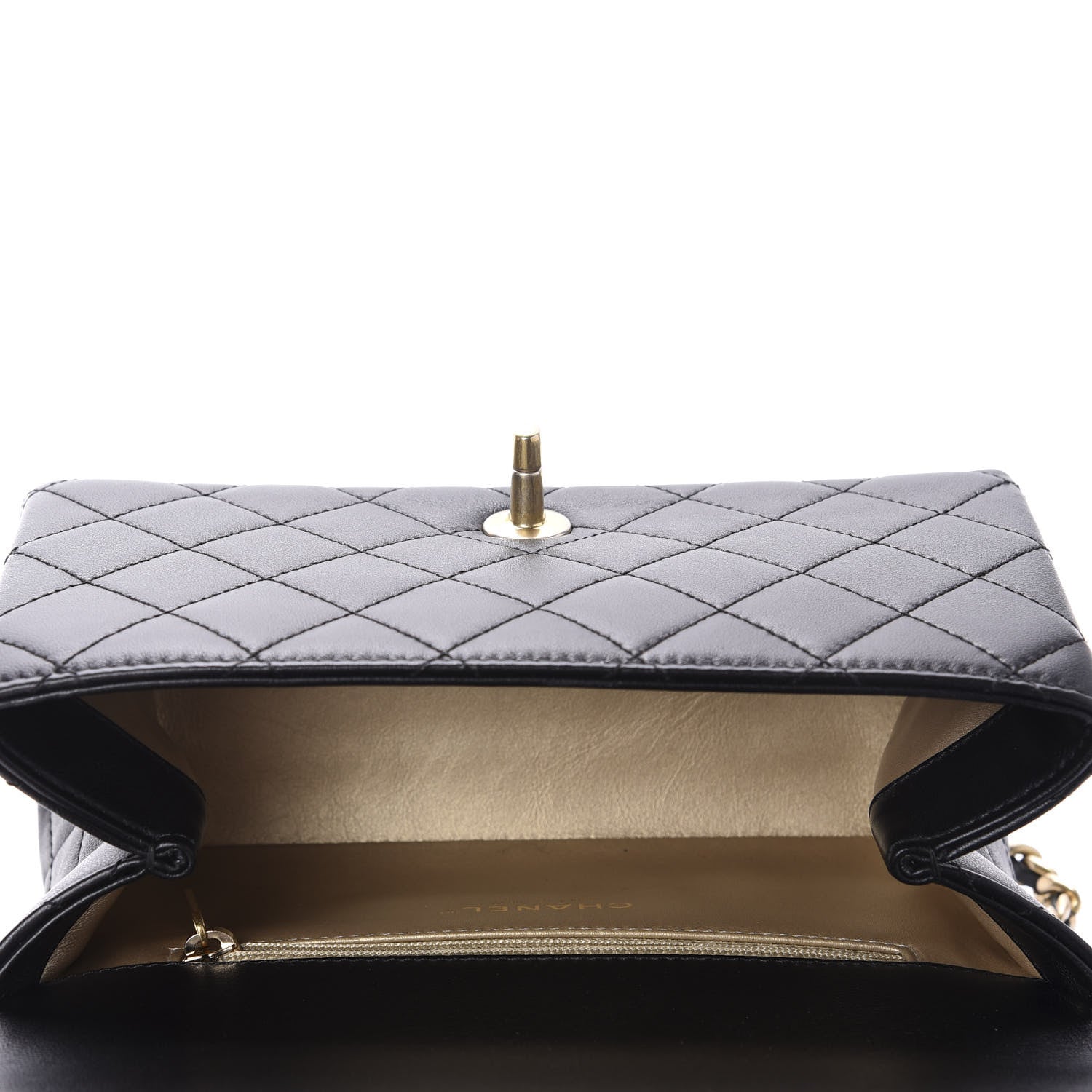 Chanel Lambskin Quilted La Parisienne Top Handle Flap Black 6 of 12