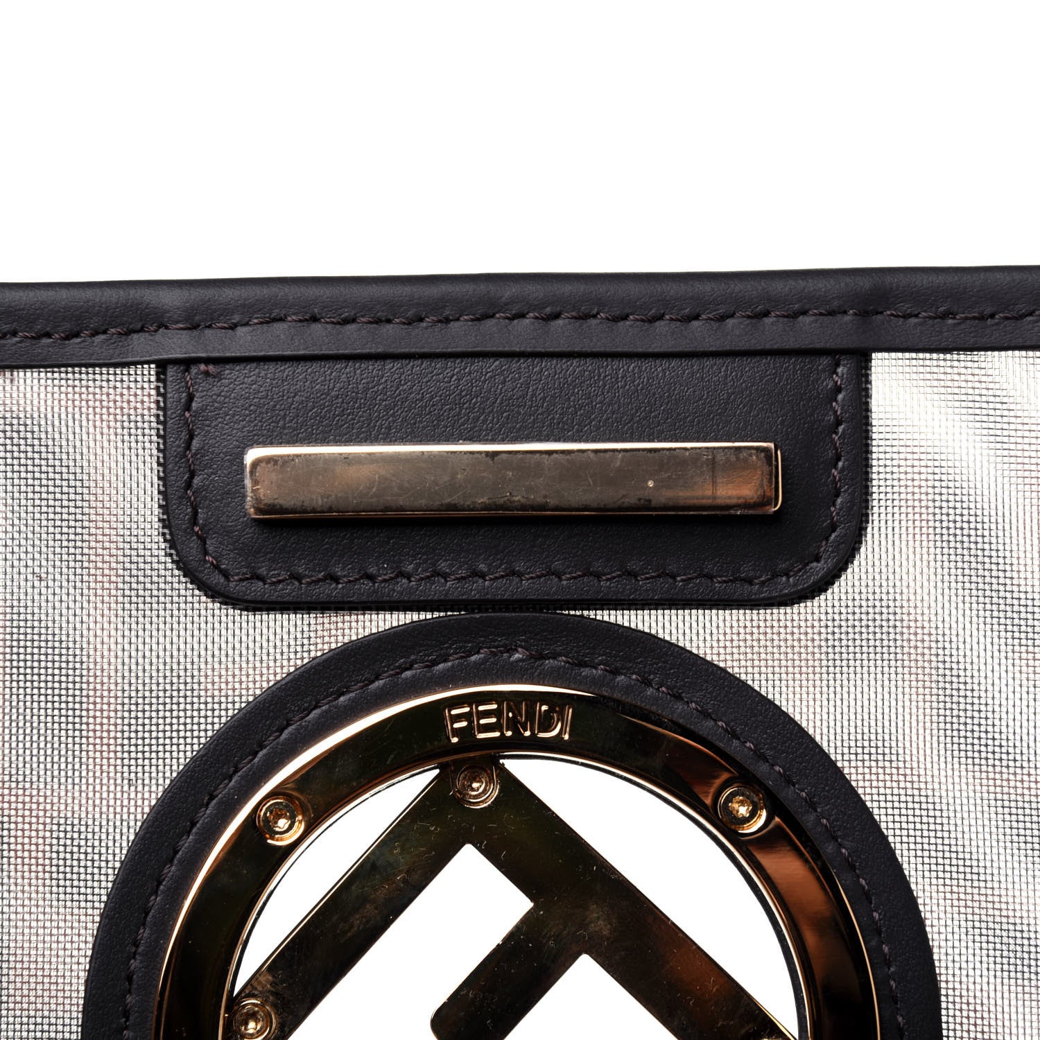 Fendi Mesh Vitello Century F is Fendi FF 1974 Small Kan I Shoulder Bag Marrone Black Ebano 10 of 14