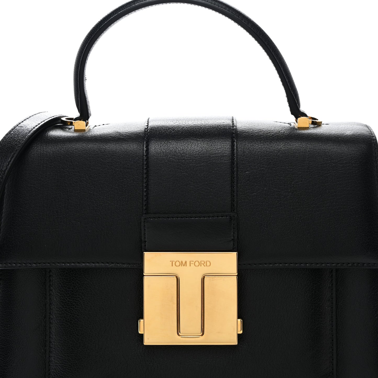 Shiny Goatskin Medium 001 Top Handle Bag Black