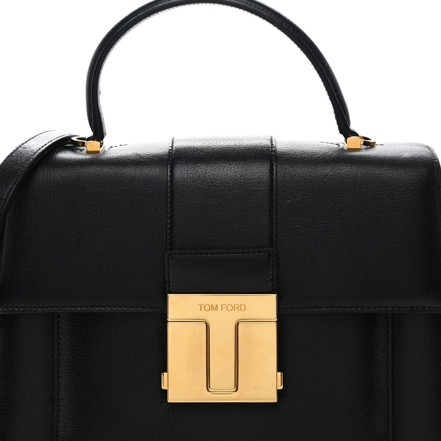 Tom Ford Shiny Goatskin Medium 001 Top Handle Bag Black 9 of 13