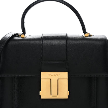Tom Ford Shiny Goatskin Medium 001 Top Handle Bag Black 9 of 13