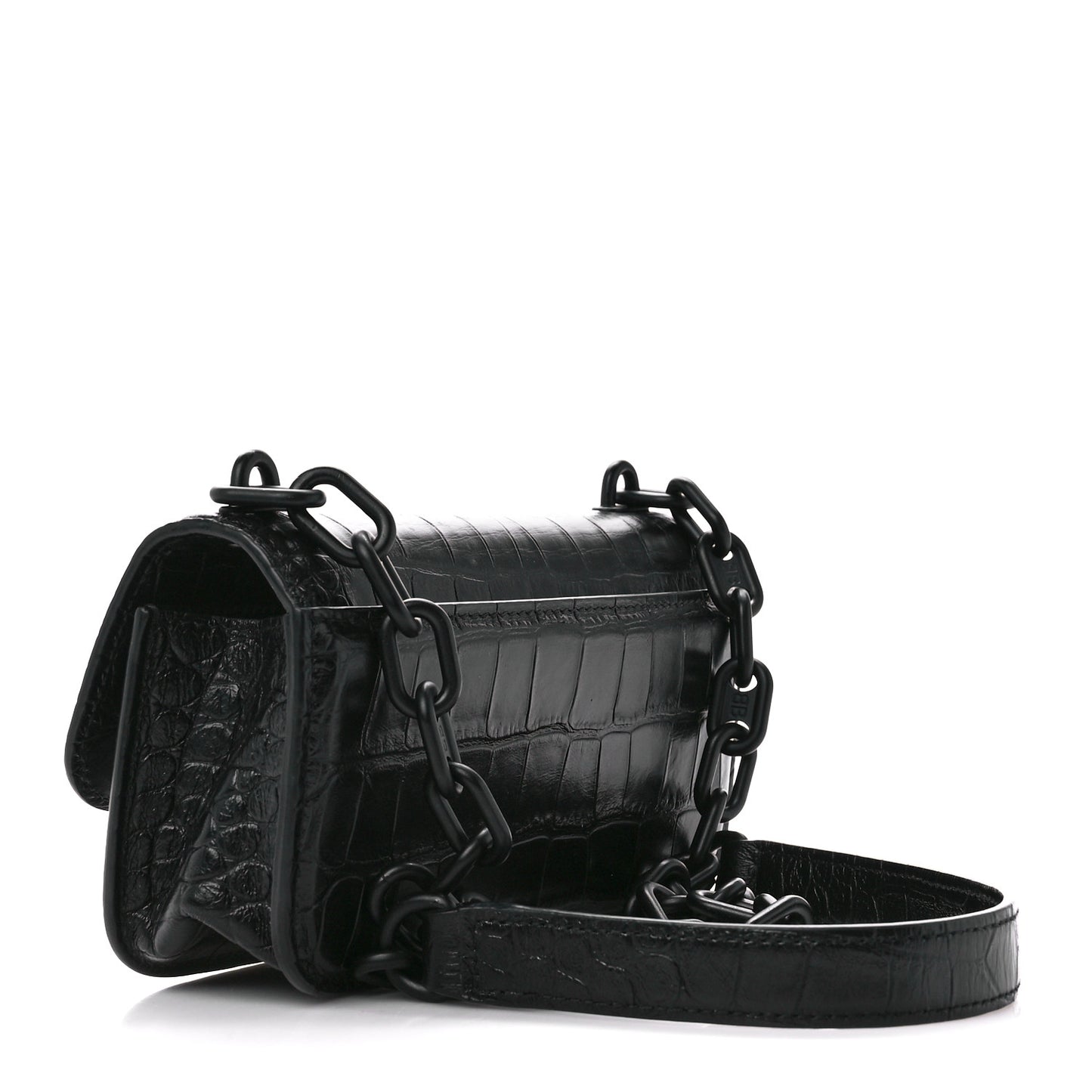 Extra Supple Calfskin Monochrome Crocodile Embossed Gossip Chain Bag XS Black