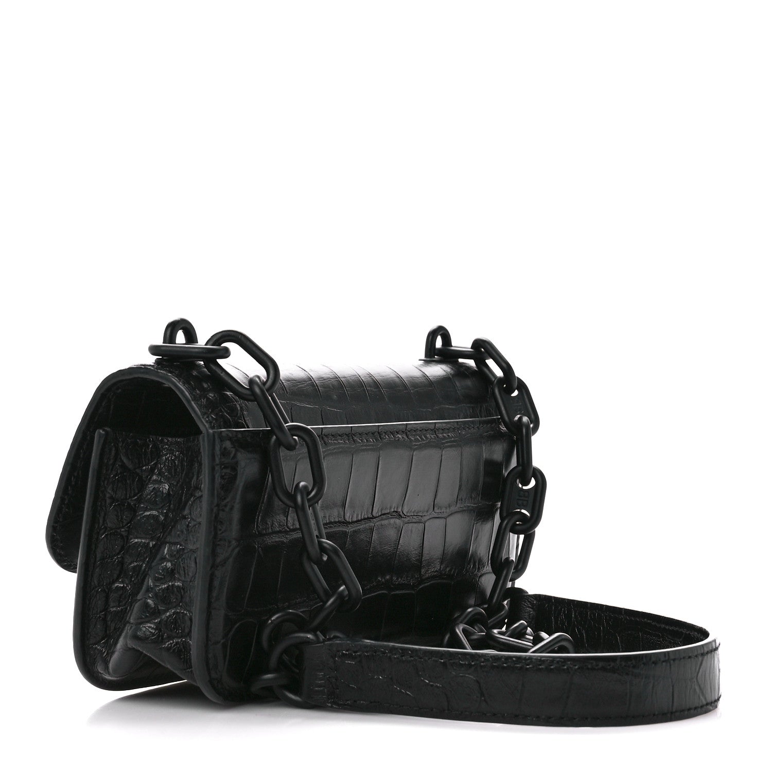 Balenciaga Extra Supple Calfskin Monochrome Crocodile Embossed Gossip Chain Bag XS Black 3 of 10