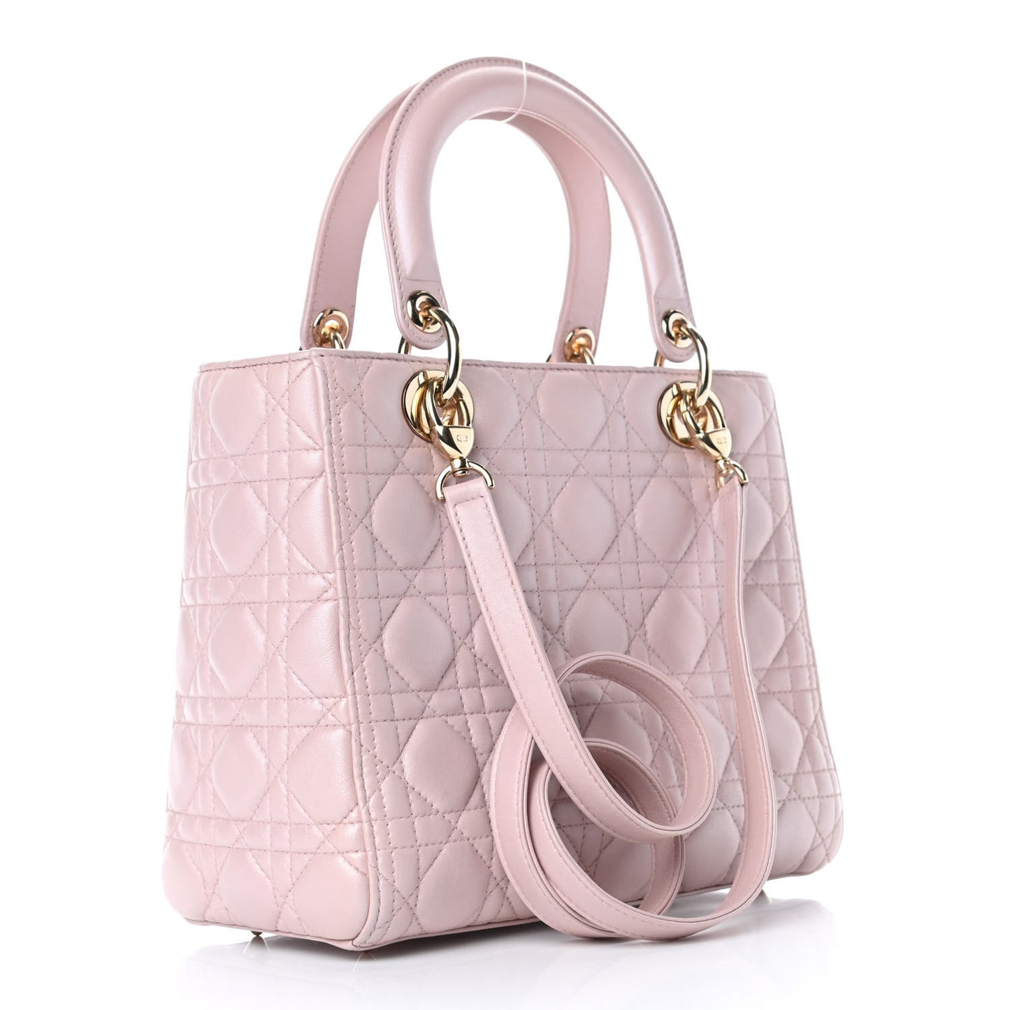 Pearly Lambskin Cannage Medium Lady Dior Lotus