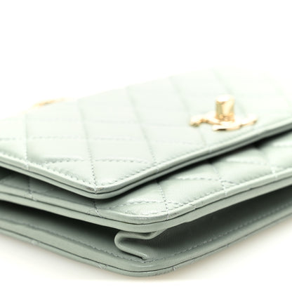 Chanel Lambskin Quilted Trendy CC Wallet On Chain WOC Grey 9 of 11
