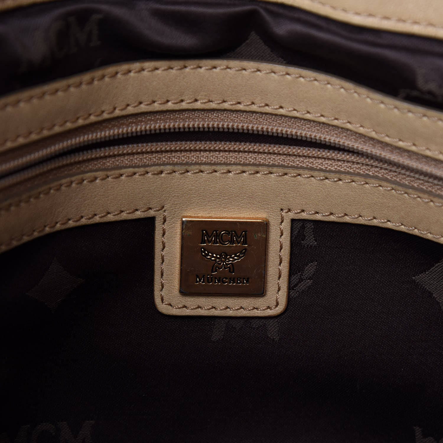 MCM Visetos Medium Essentials Shopper Tote Beige 12 of 16