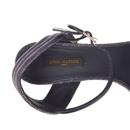 Louis Vuitton Platform Open Toe Sandals 36.5 Denim 6 of 7
