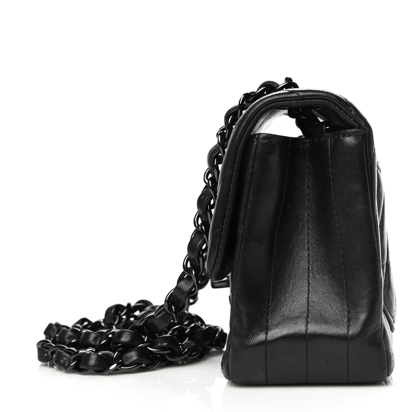 Lambskin Chevron Quilted Mini Rectangular Flap So Black