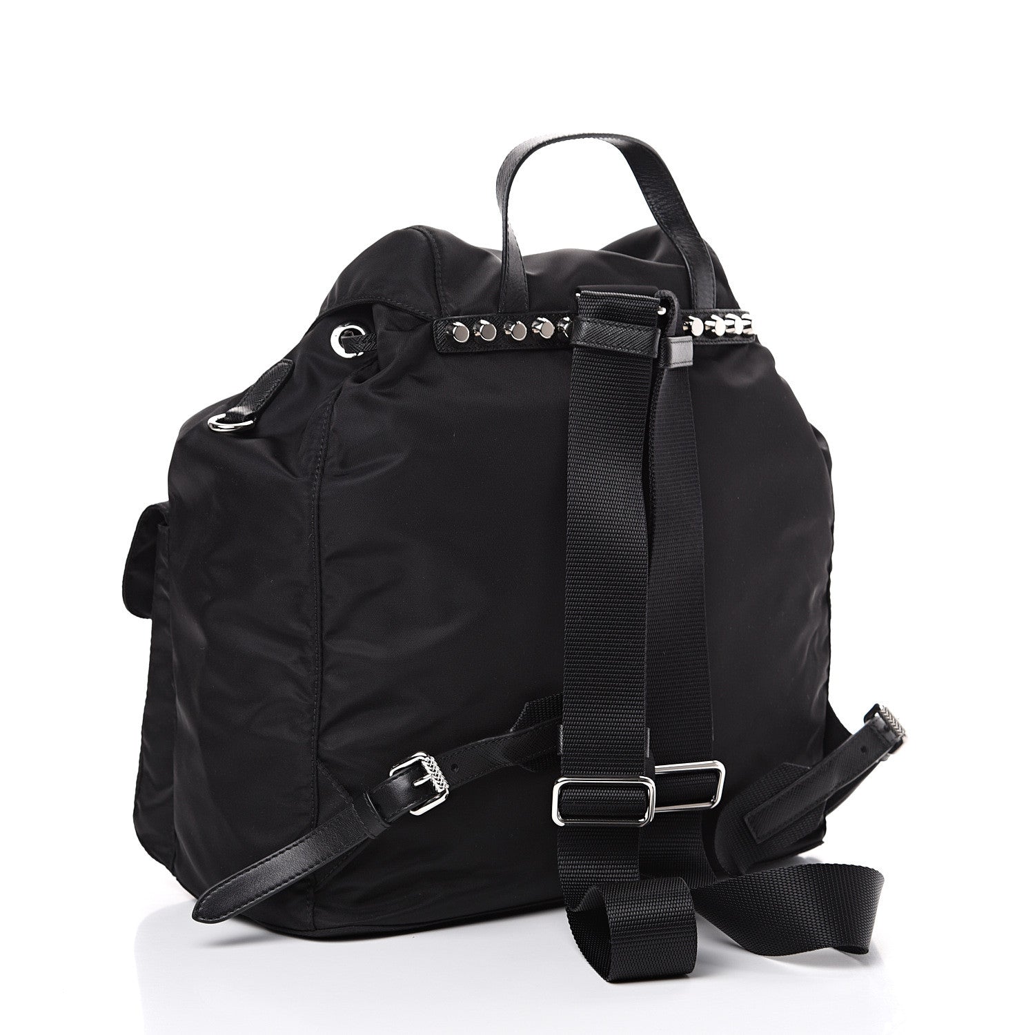 Prada Nylon New Vela Studded Backpack Black 2 of 11