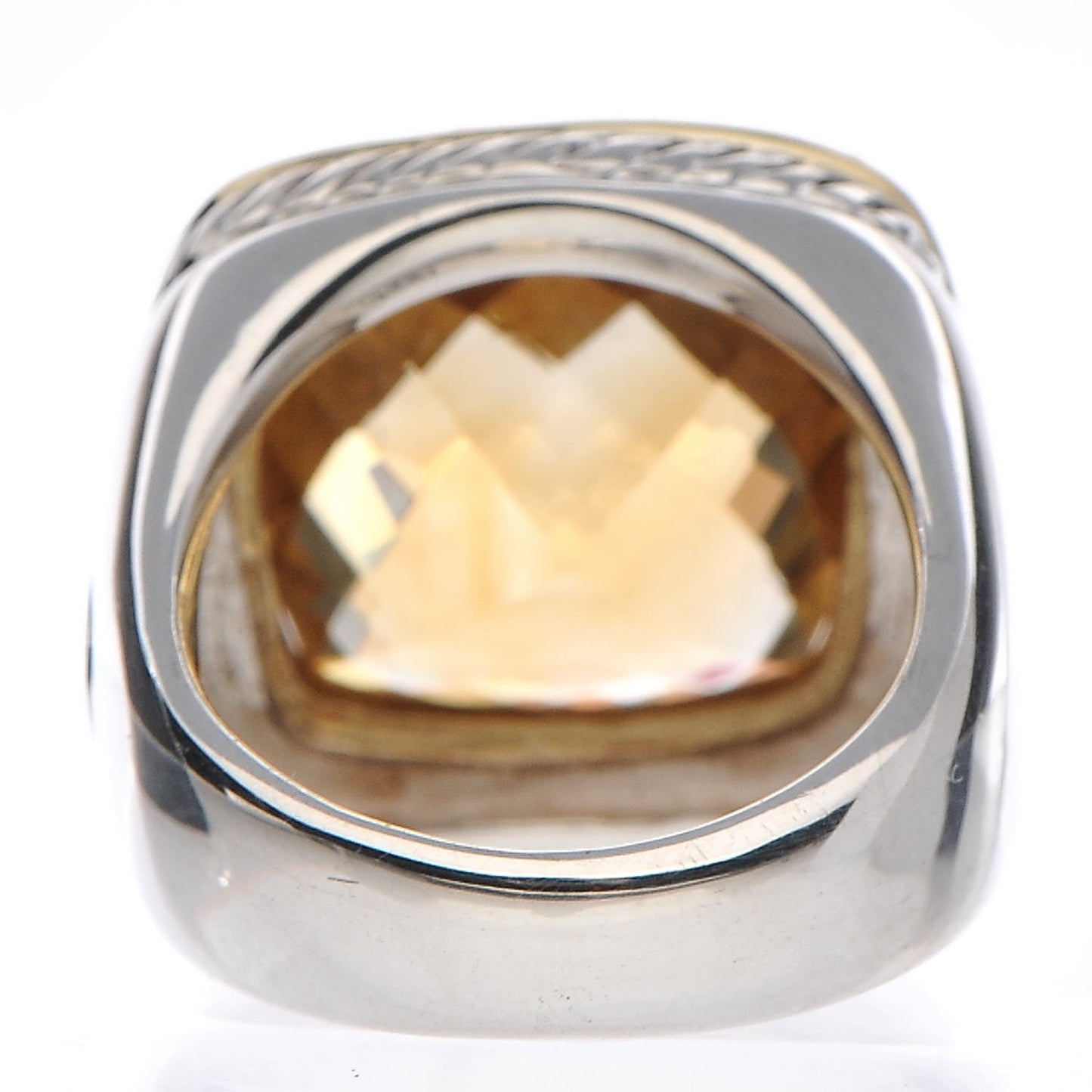 Sterling Silver 18K Yellow Gold Diamond Champagne Citrine 14mm Albion Ring 52 6
