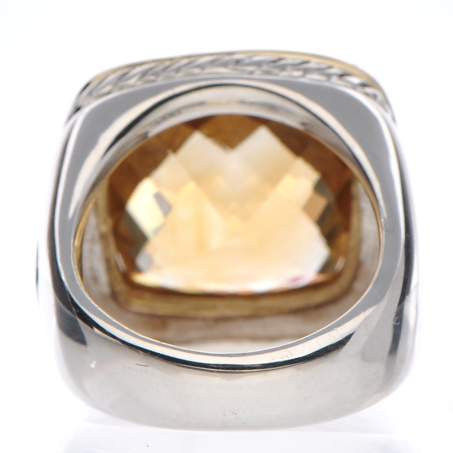 David Yurman Sterling Silver 18K Yellow Gold Diamond Champagne Citrine 14mm Albion Ring 52 6 4 of 5
