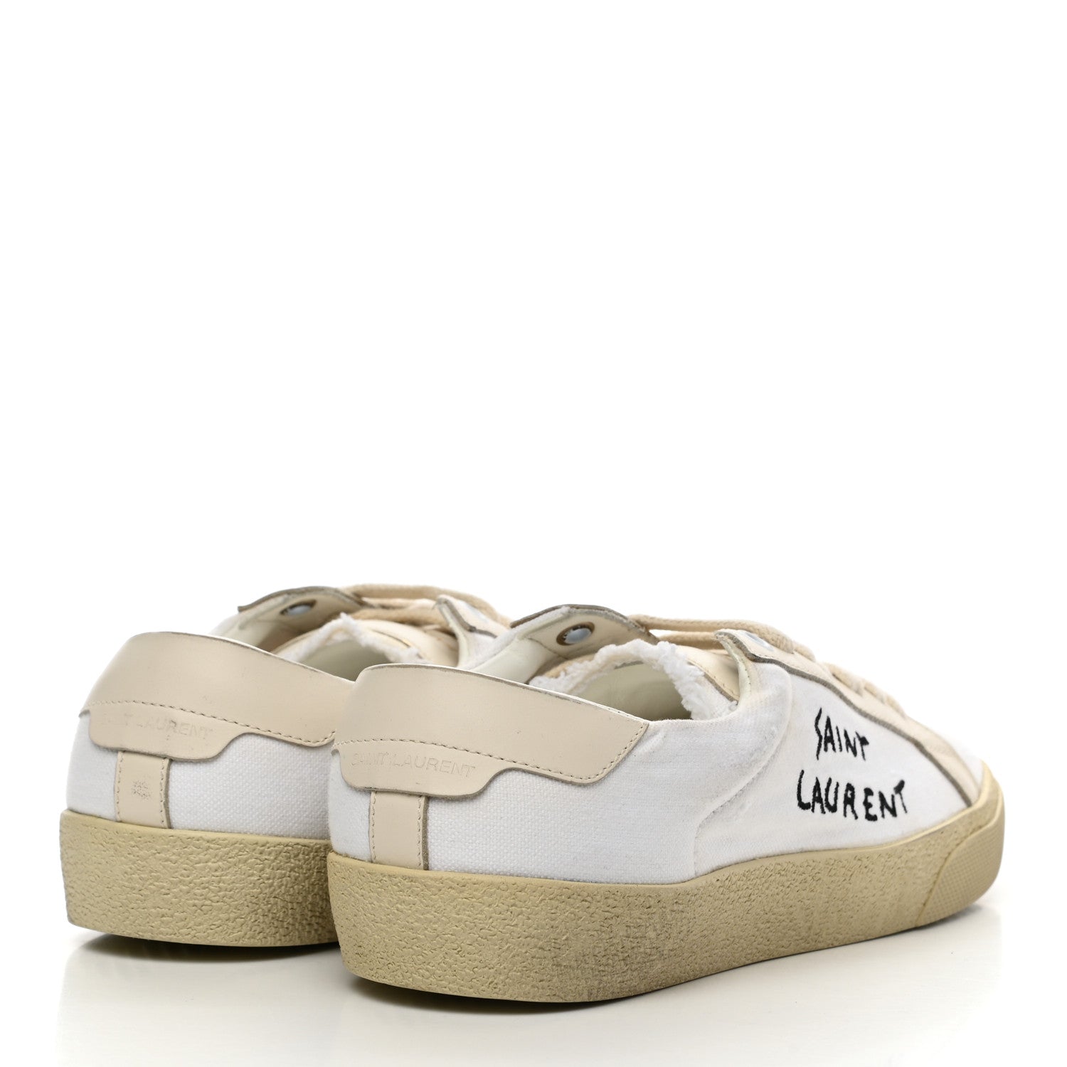 Saint Laurent Distressed Canvas Court Classic Sneakers 36.5 White 4 of 12
