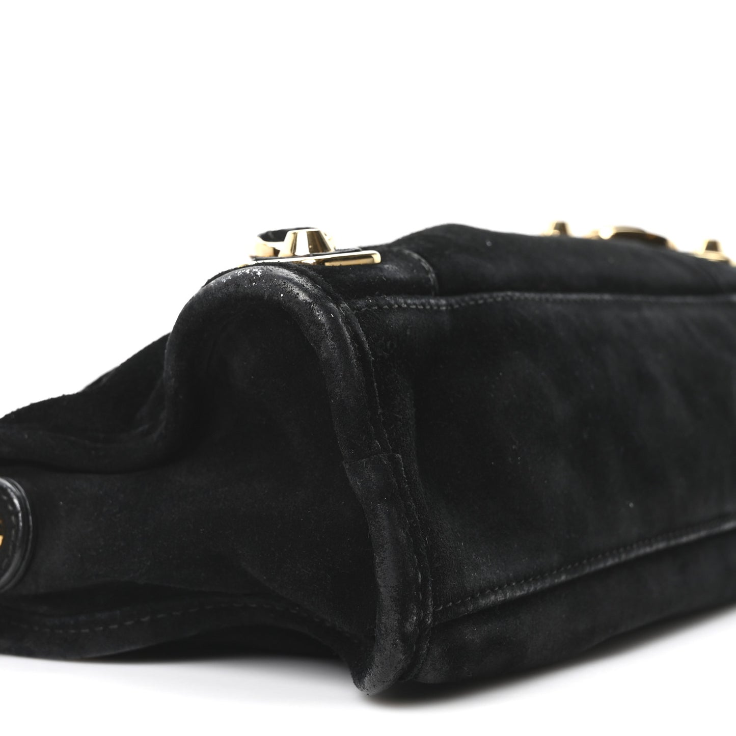 Baby Daim Suede Gold Metallic Edge Hardware Mini City Black
