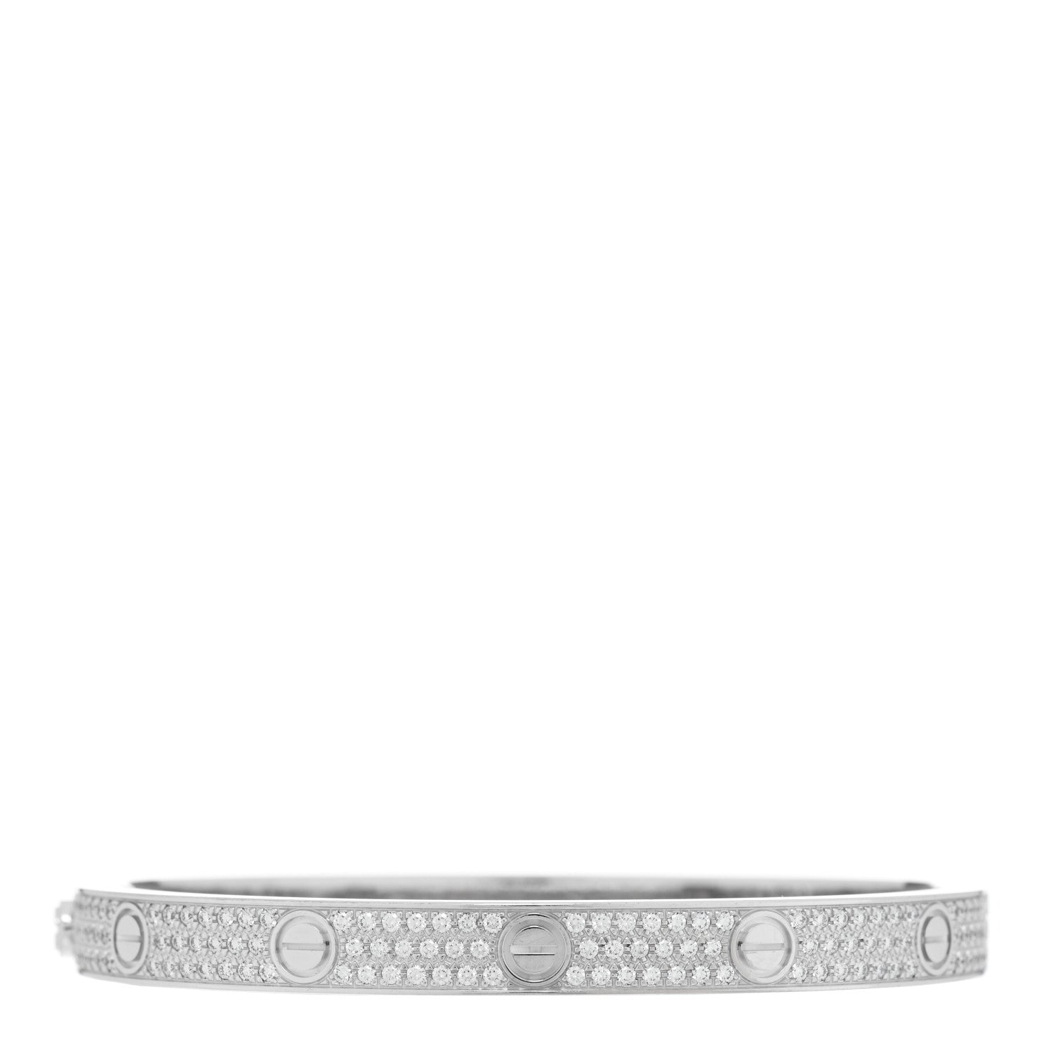 Cartier 18K White Gold Diamond LOVE Paved Bracelet 19 1 of 5