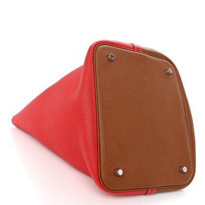 Hermes Taurillon Clemence Casaque Picotin Lock 22 MM Gold Rouge De Coeur 9 of 10