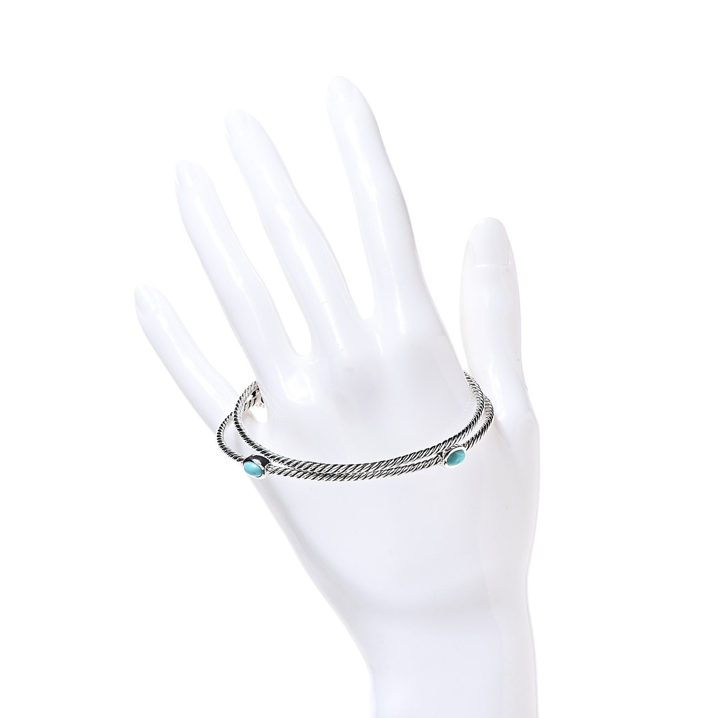Sterling Silver Turquoise Color Classics Cable Bangle Bracelet Set of 2