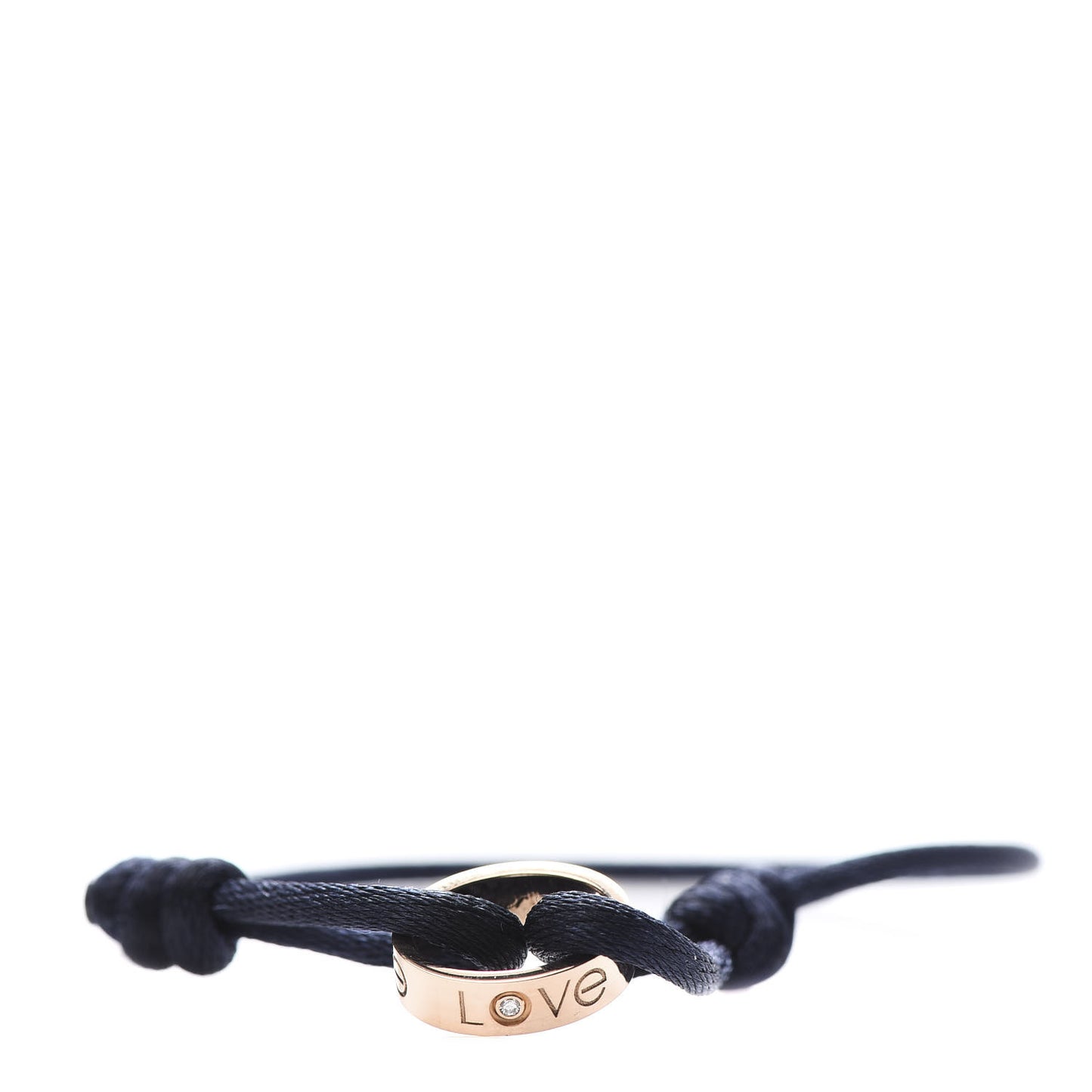 18K Pink Gold Diamond Charity LOVE Adjustable Cord Bracelet Blue