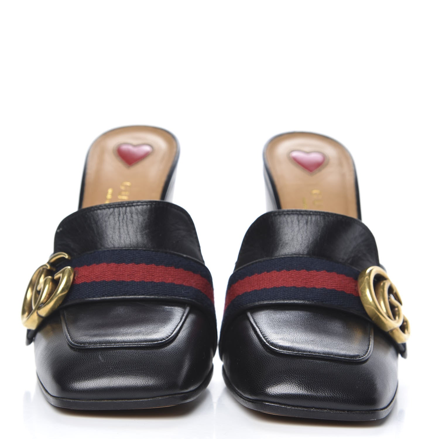 Gucci Malaga Kid Web Pearl Embellished Peyton High Heel Mules 36 Black 2 of 10