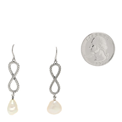 David Yurman Sterling Silver Cultured Pearl Infinity Drop Earrings 2 of 4