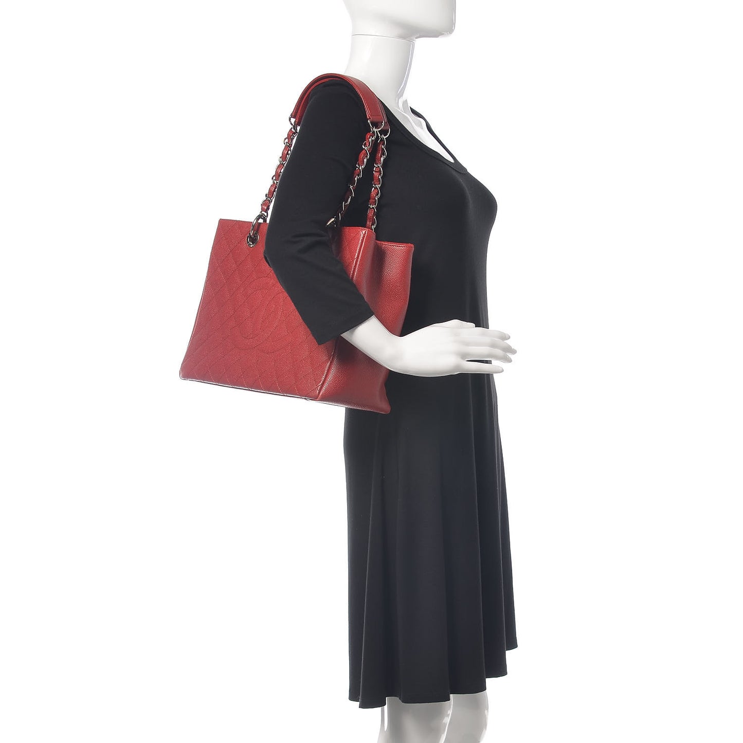 Caviar Quilted Grand Shopping Tote GST Red