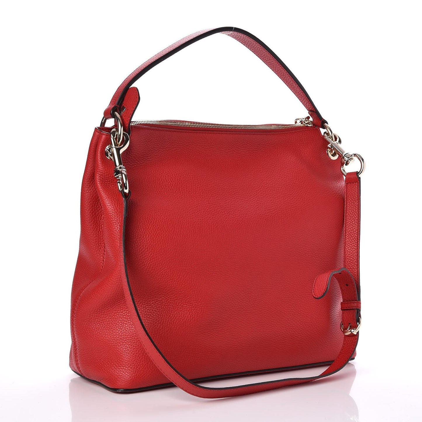 Pebbled Calfskin Large Soho Hobo Tabasco Red