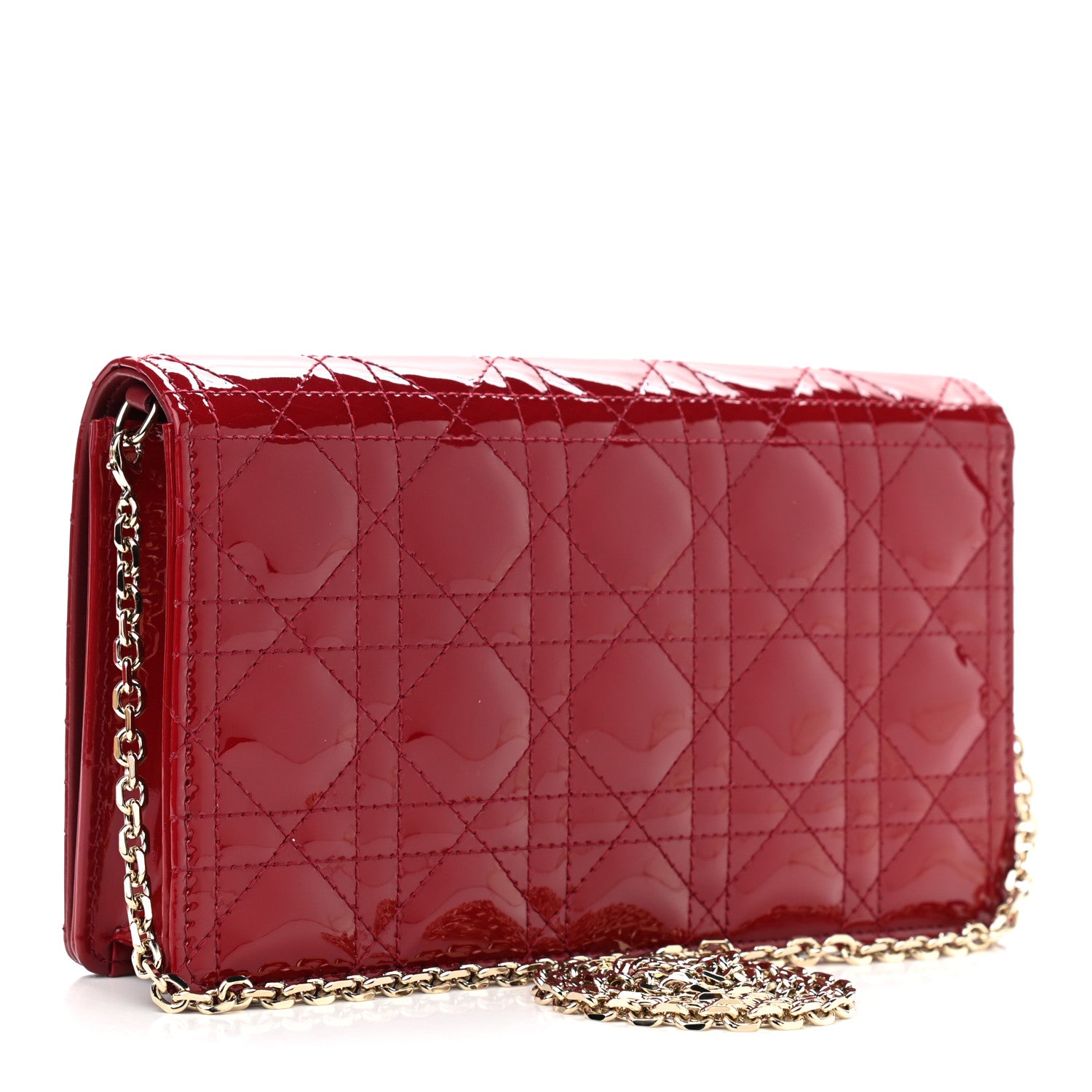Christian Dior Patent Cannage Lady Dior Clutch Rouge Ceris 4 of 12