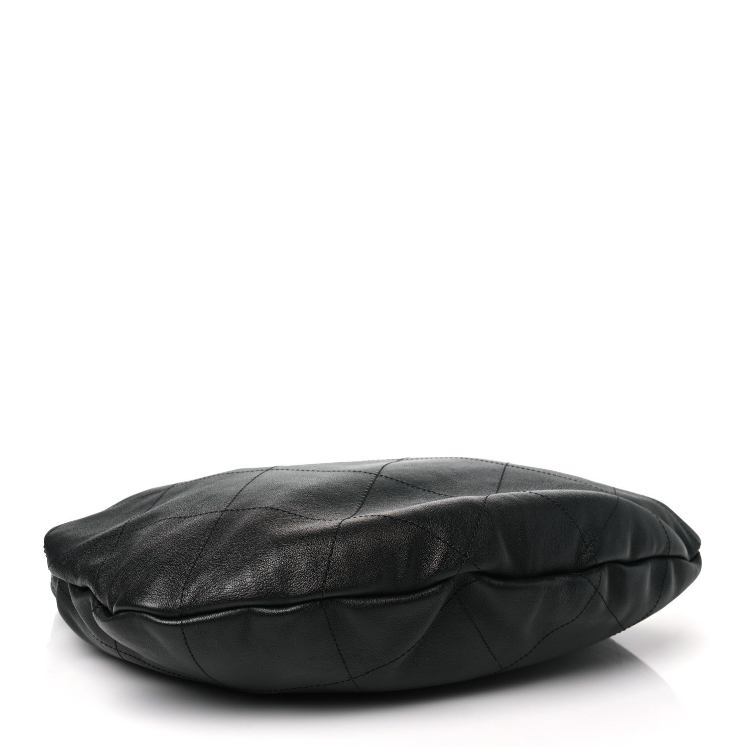 Chanel Calfskin Stitched Curved Chain Hobo Black 4 of 10