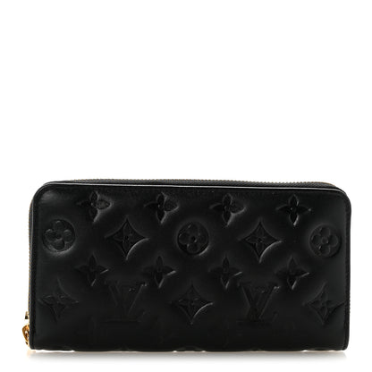 Louis Vuitton Lambskin Embossed Monogram Coussin Zippy Wallet Black 1 of 7