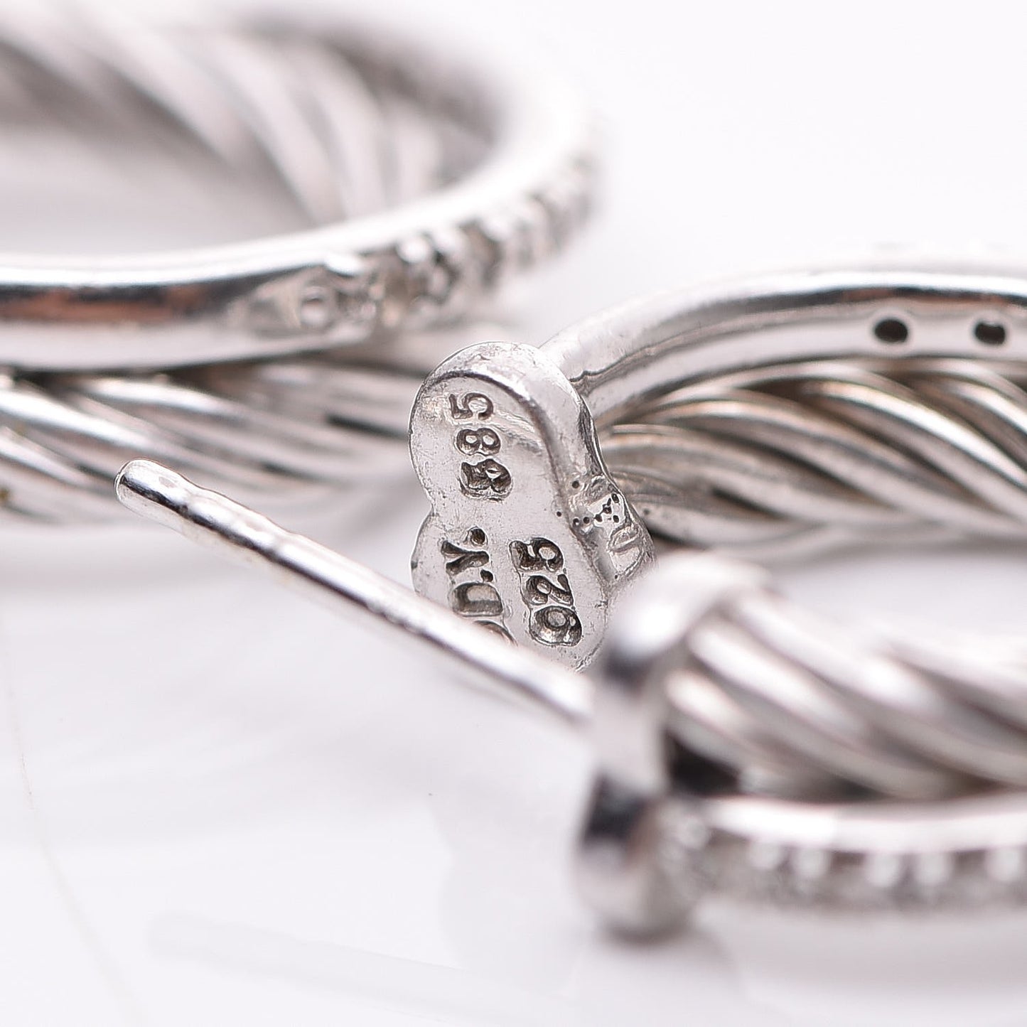 Sterling Silver Diamond 18mm Small Crossover Hoop Earrings