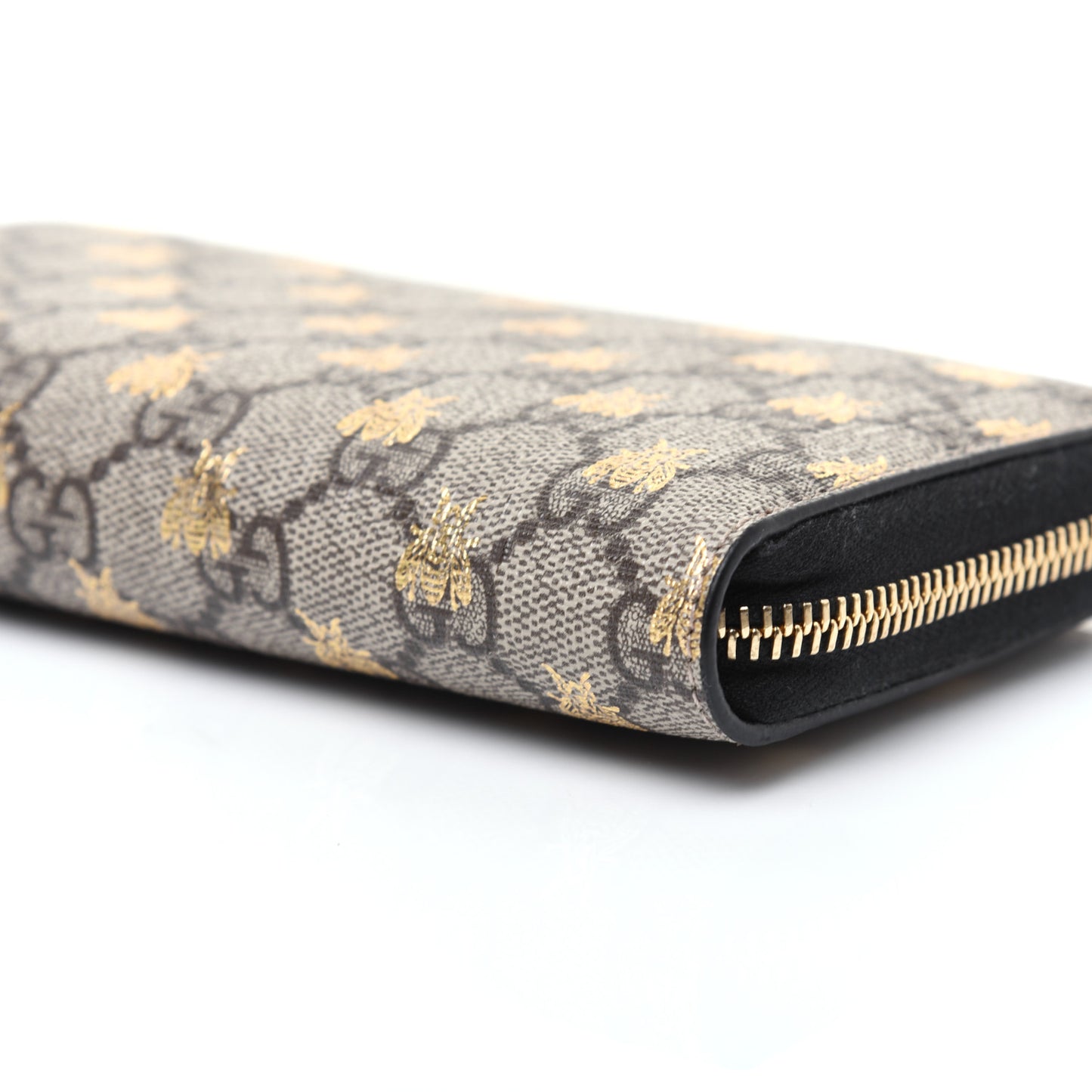 GG Supreme Monogram Bees Zip Around Wallet