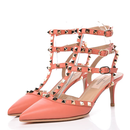 Valentino Garavani Nappa Rockstud Ankle Strap 65mm Pumps 36 Coral 3 of 14