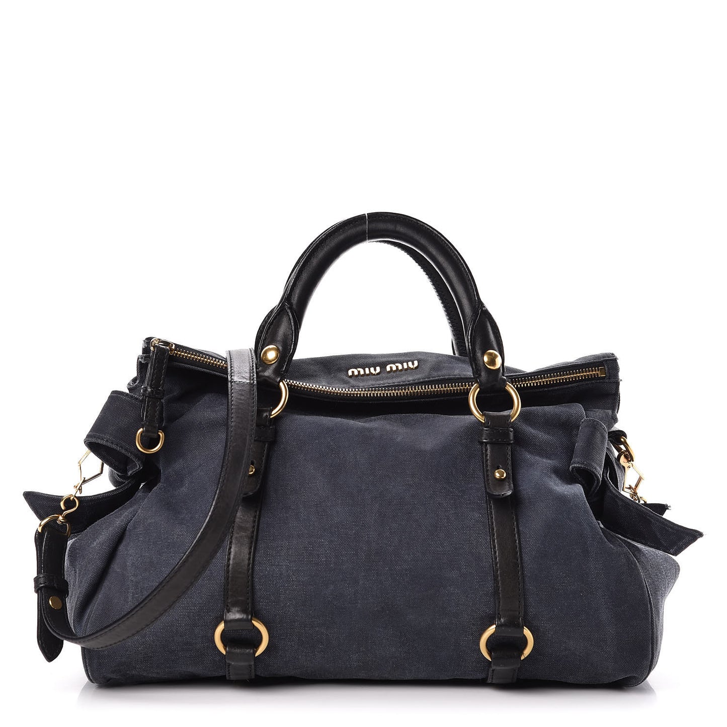 Washed Canvas Canapa Shopping Pattina Tote Bleuette