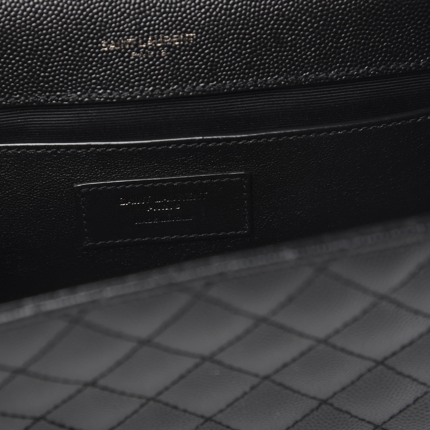Saint Laurent Grain De Poudre Textured Mixed Matelasse Triquilt Medium Monogram Satchel Black 7 of 11