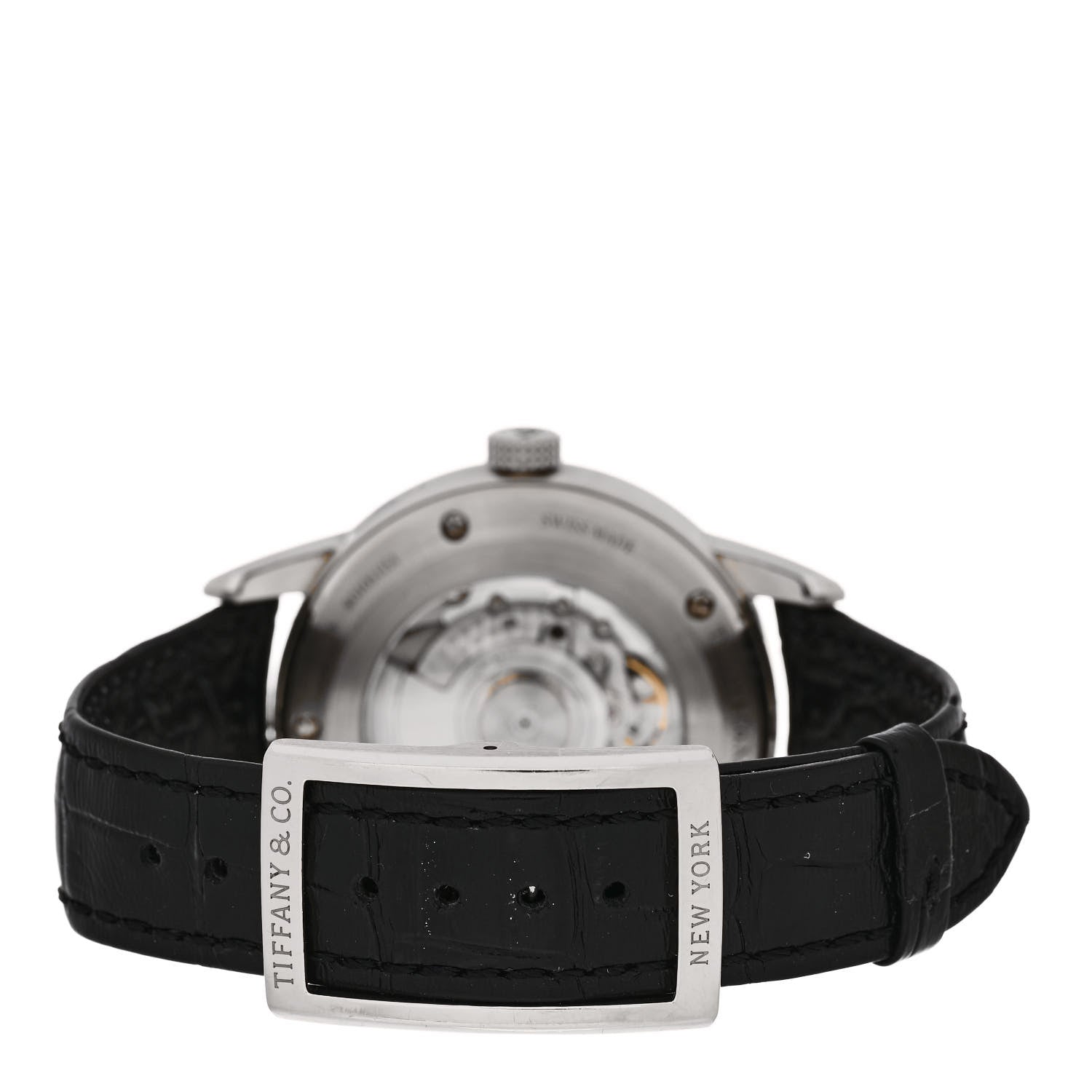 Tiffany 18K White Gold Alligator 40mm CT60 Chronograph Annual Calendar Automatic Watch Black 3 of 5