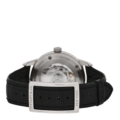 Tiffany 18K White Gold Alligator 40mm CT60 Chronograph Annual Calendar Automatic Watch Black 3 of 5