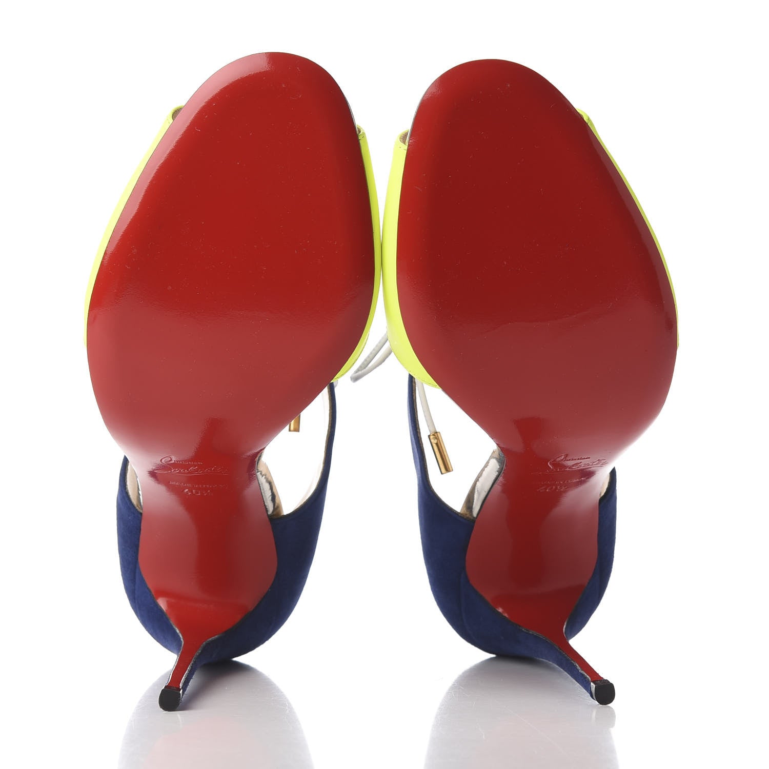 Christian Louboutin Fluo Matt Suede Kid Specchio Mayerling 100 Sandals 40.5 Version Jaune 6 of 11