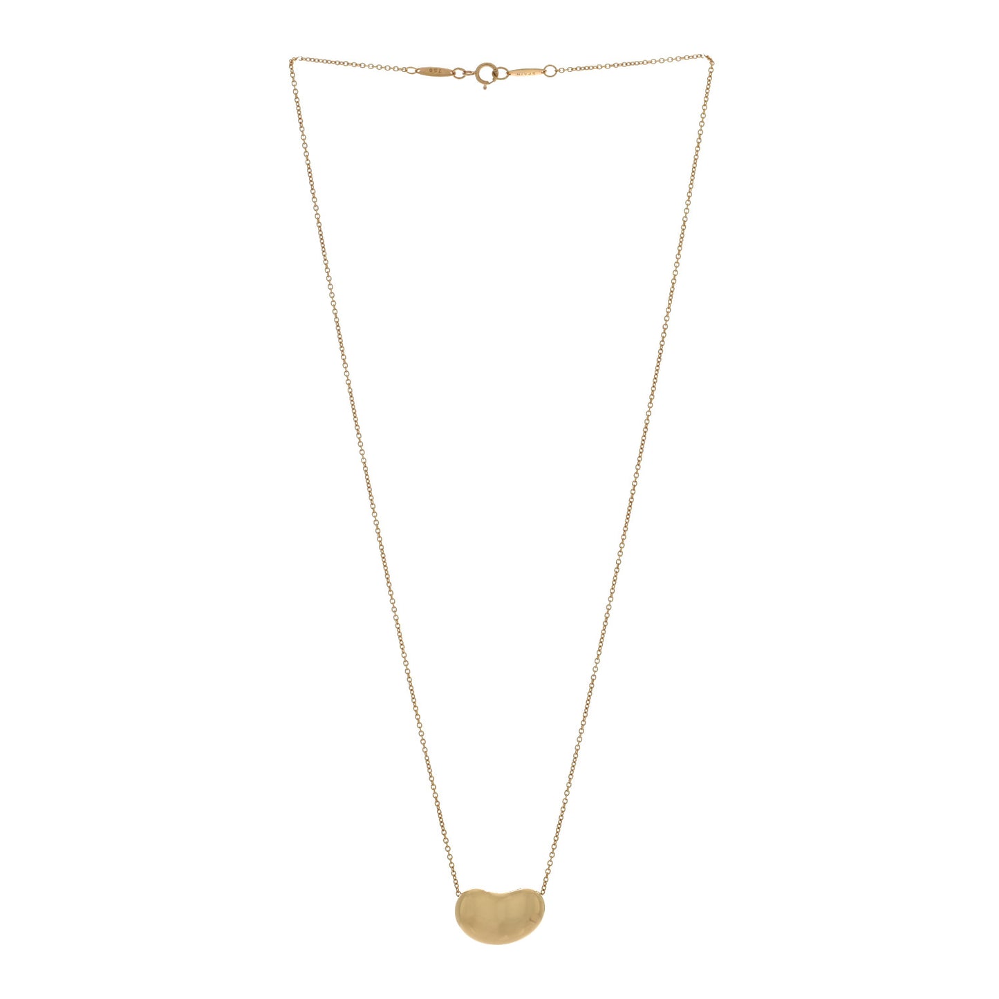 18K Yellow Gold 18mm Elsa Peretti Bean Pendant Necklace