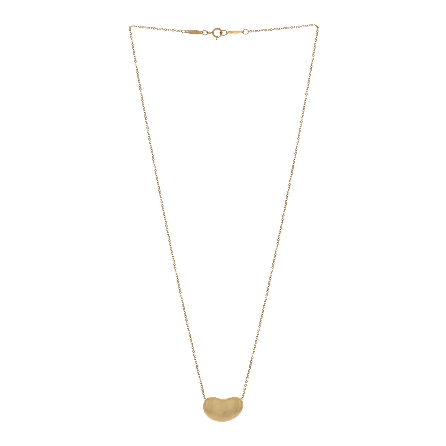 Tiffany 18K Yellow Gold 18mm Elsa Peretti Bean Pendant Necklace 5 of 8
