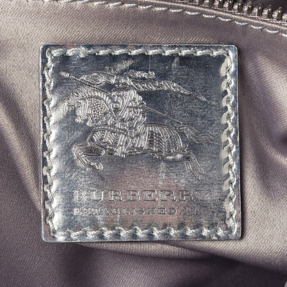 Burberry Metallic Patent House Check Sliced Beaton Tote Silver 6 of 19