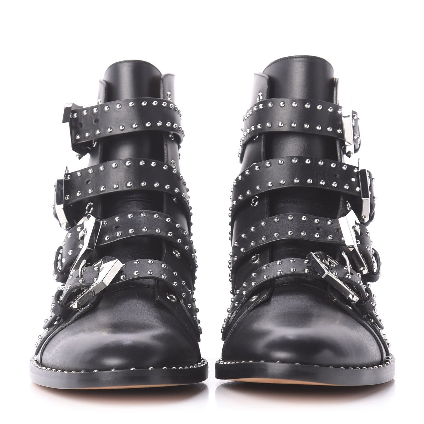 Calfskin Studded Prue Buckle Bootie 39.5 Black