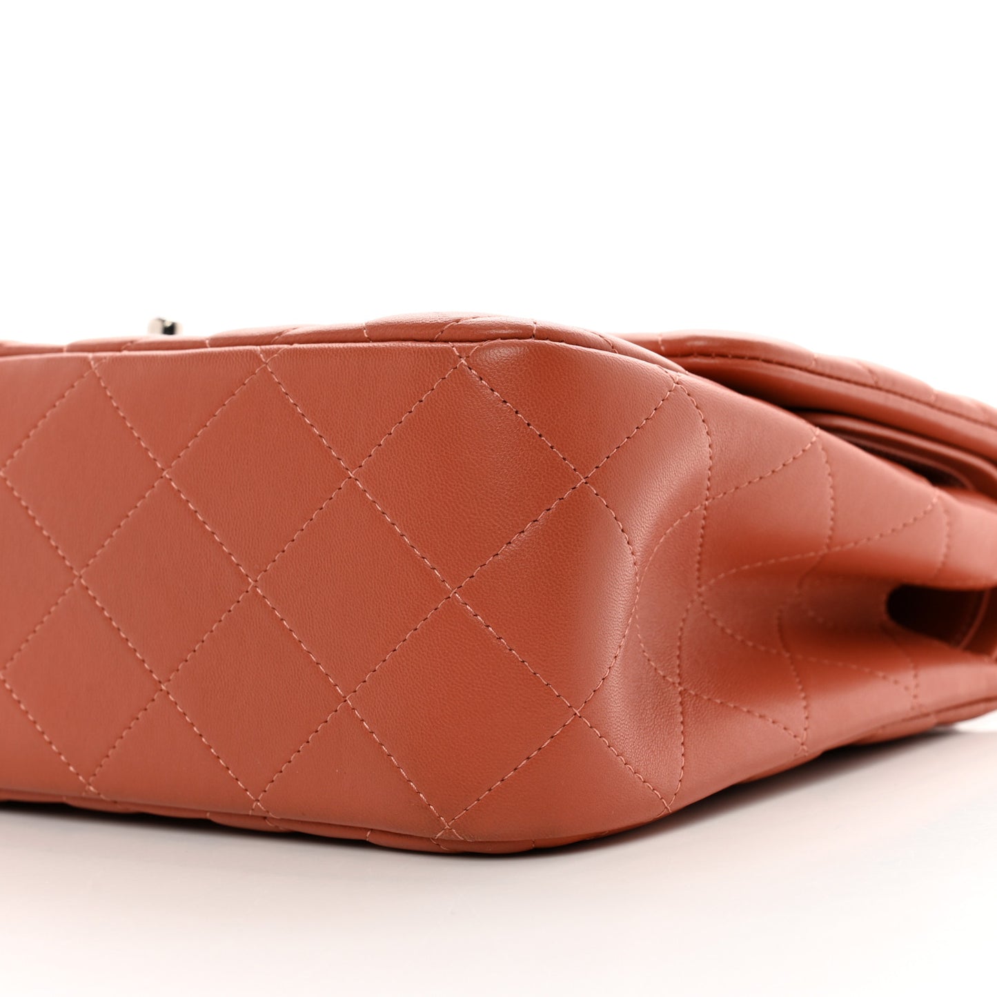 Lambskin Quilted Jumbo Double Flap Orange