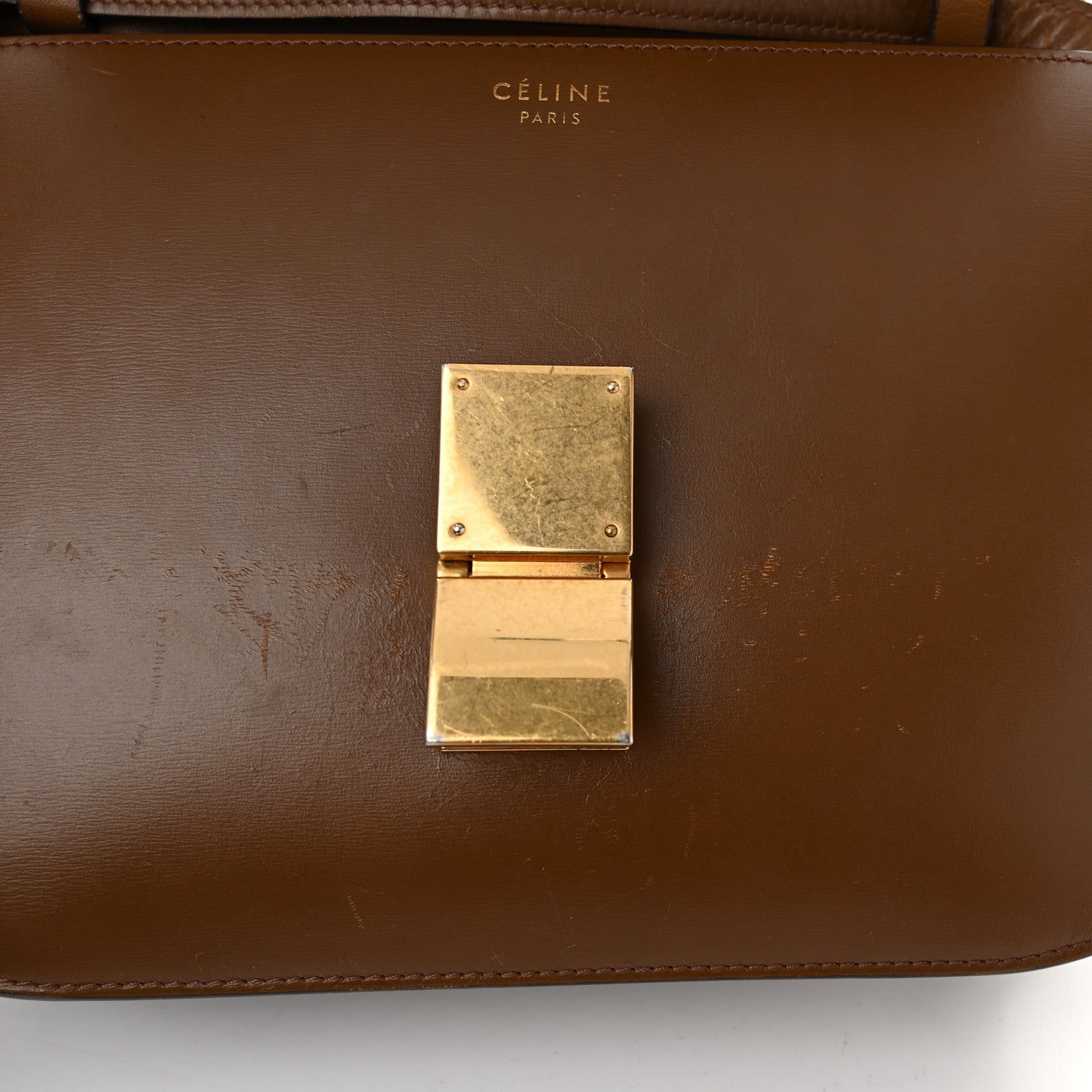 Celine Smooth Calfskin Medium Classic Box Flap Bag Light Camel