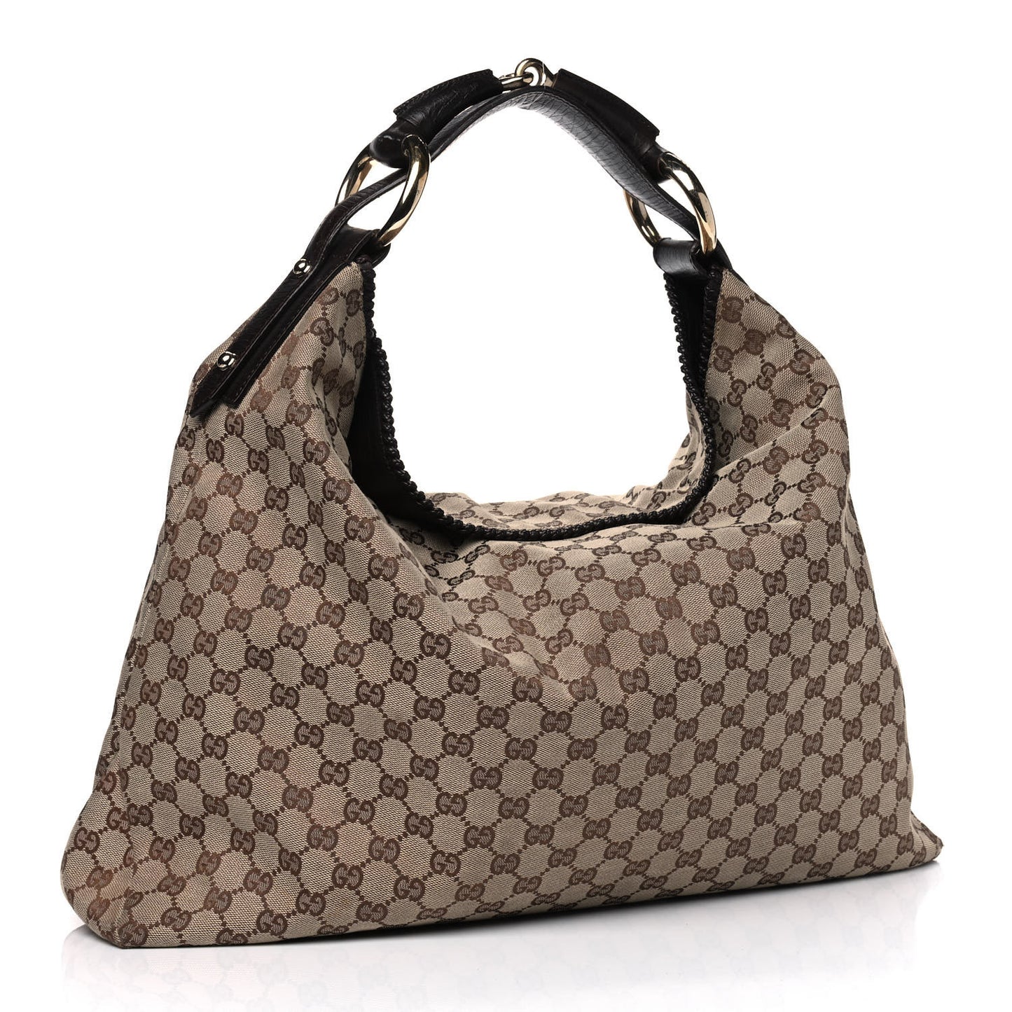 Monogram Large Horsebit Chain Hobo Dark Brown