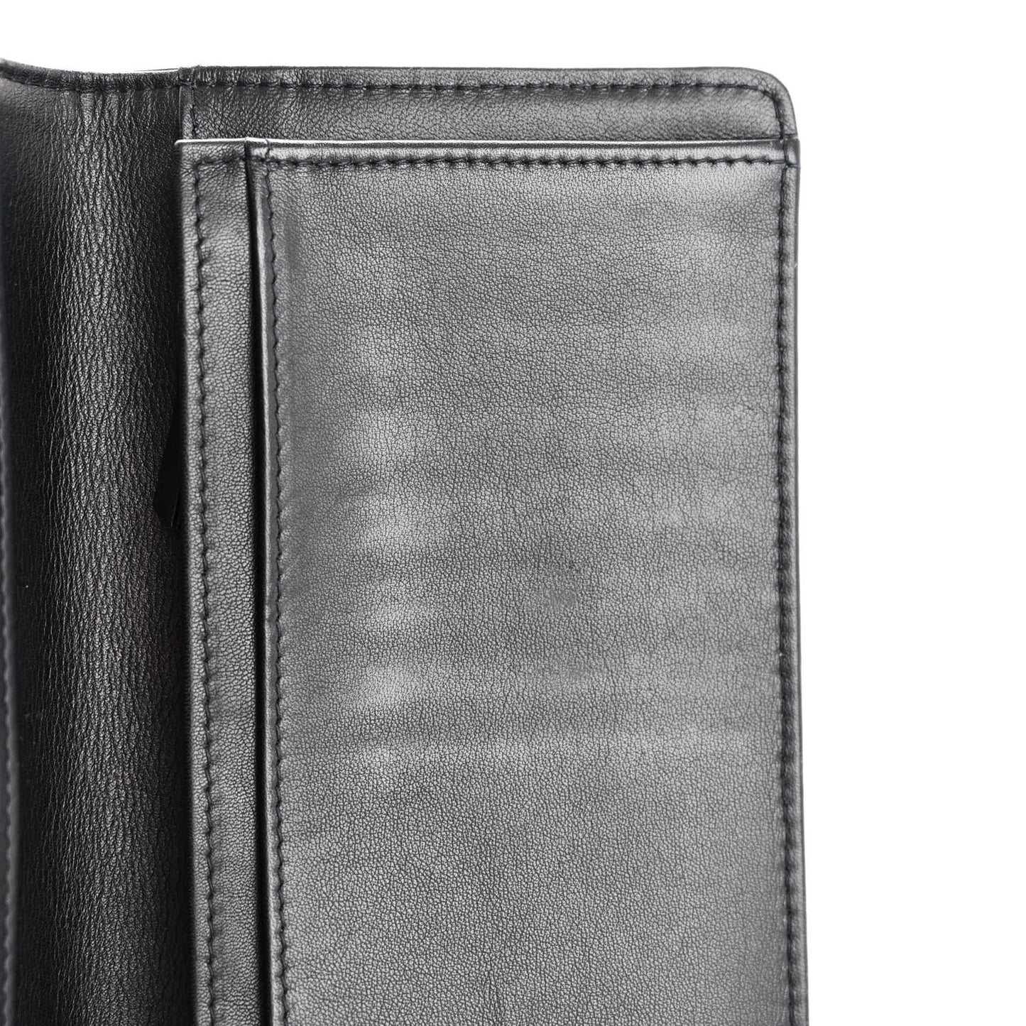 Patent Camellia Embossed Yen Wallet Black