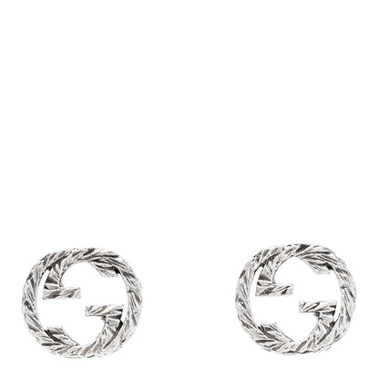 Gucci Sterling Silver Textured Interlocking G Stud Earrings 1 of 4