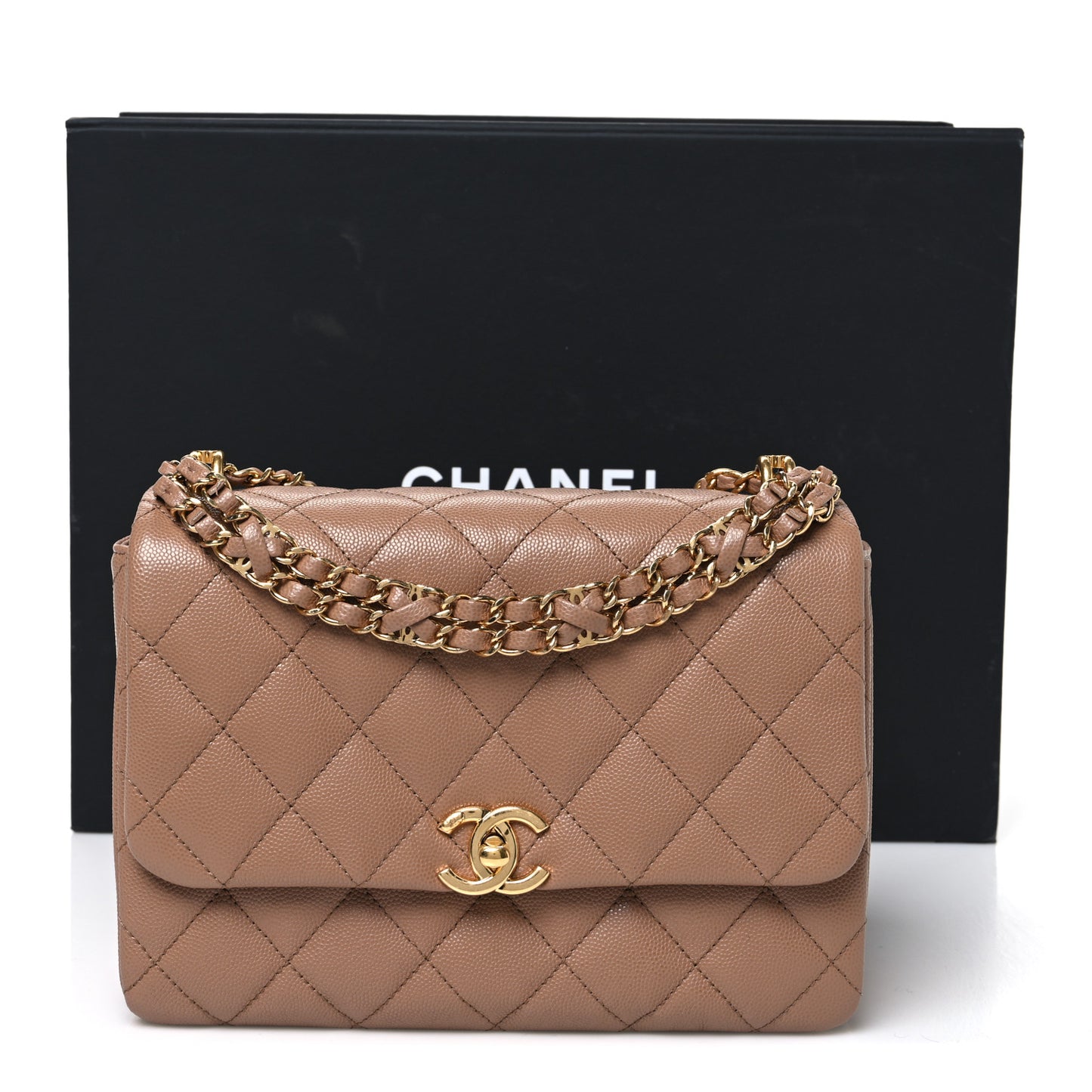 Caviar Quilted Coco First Flap Beige