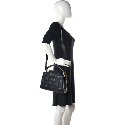 Louis Vuitton Lambskin Damier Quilt Capucines BB Matte Black 2 of 9