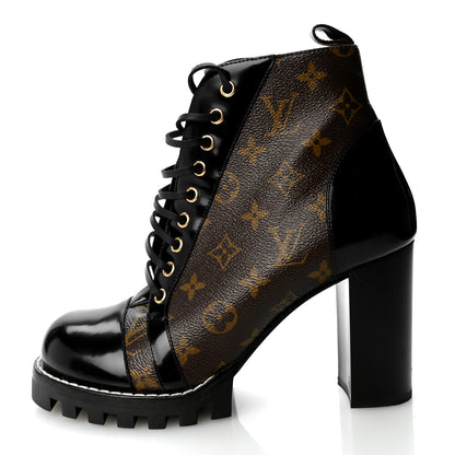 Louis Vuitton Patent Calfskin Monogram Star Trail Ankle Boots 41 Black 1 of 7